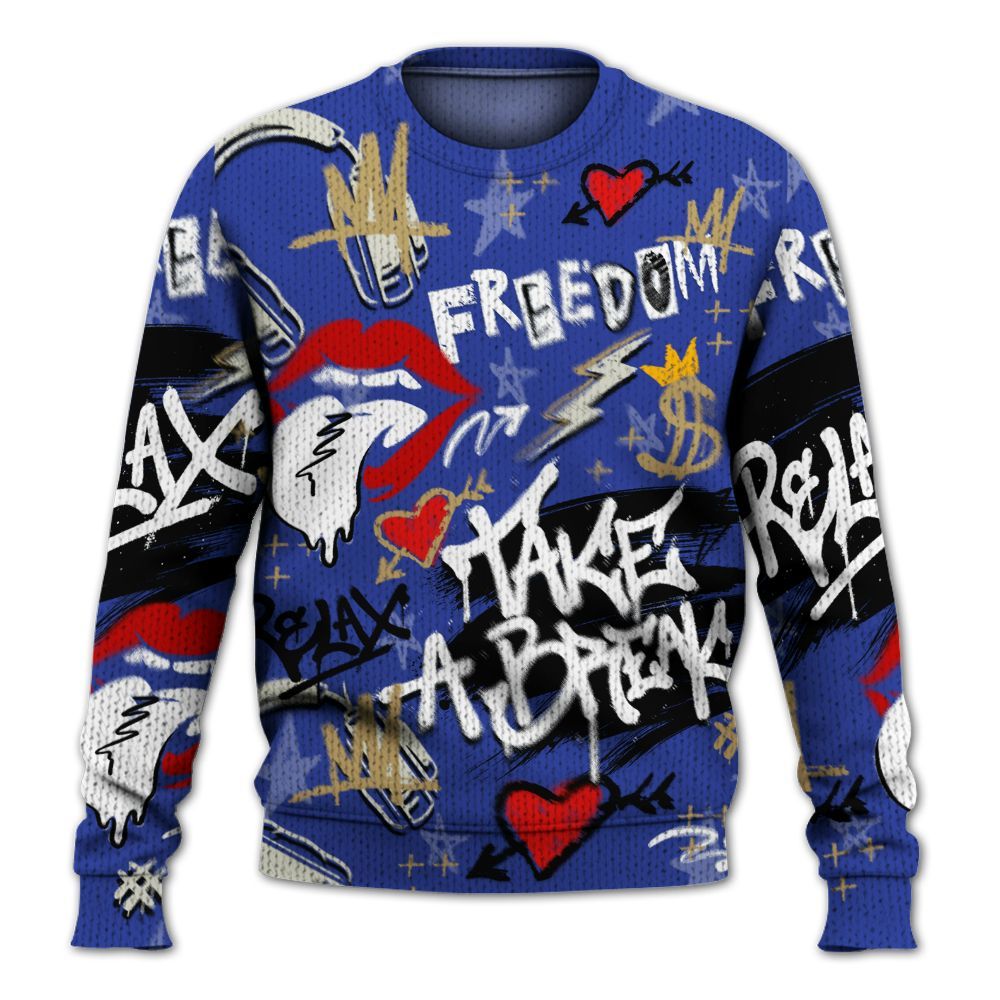 Knitted Sweater To Match Air 180 Concord - Take Break Freedom Graffiti Streetwear