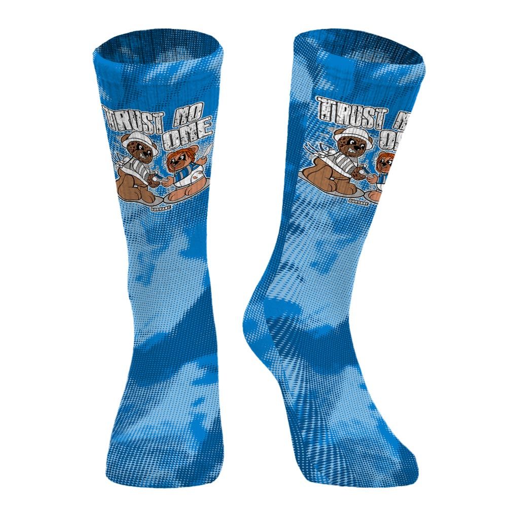 Sock To Match Military Blue 4s - Trust No One Bear Halloween Abstract Halftone