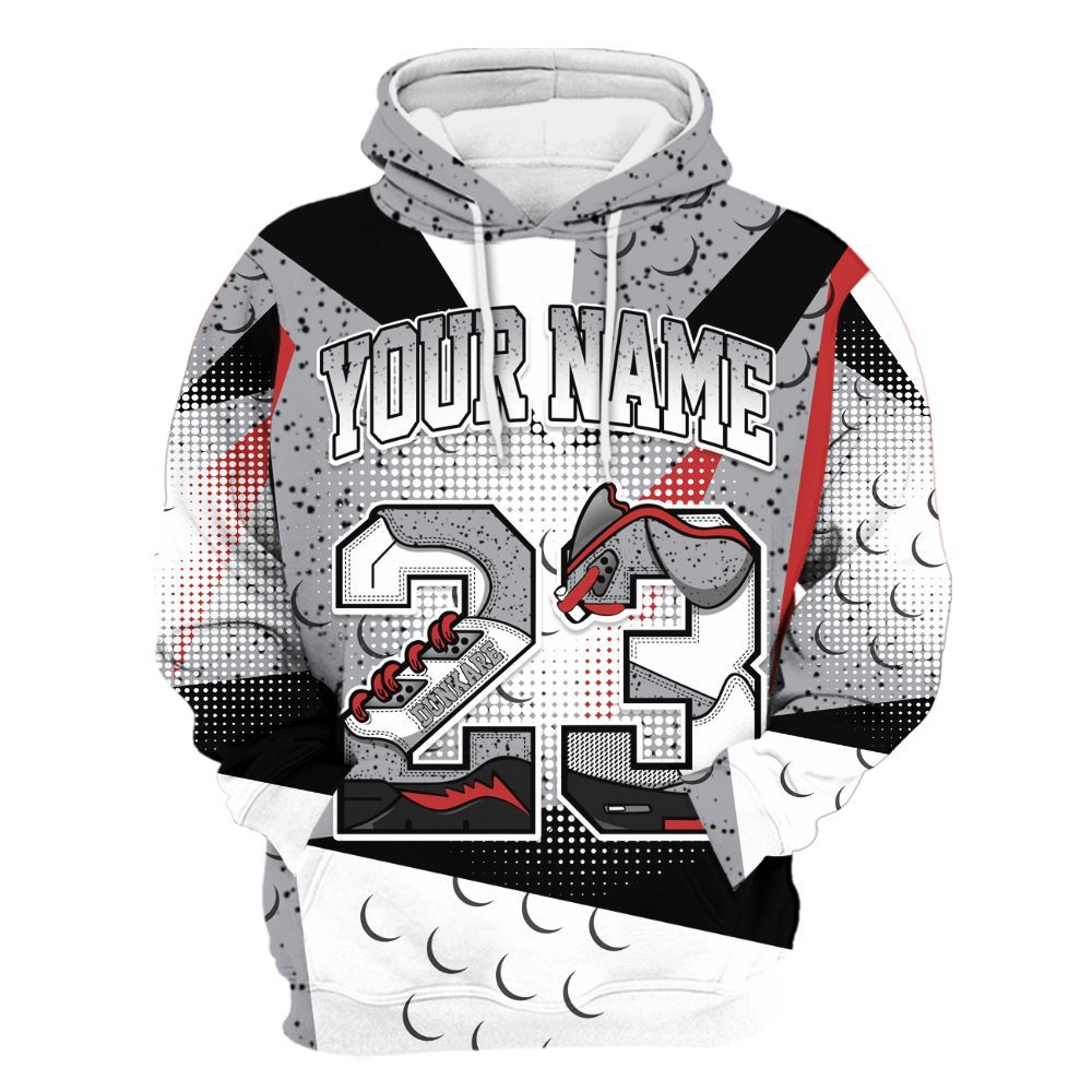 Hoodie To Match White Cement 4s - Poly Custom Name Number 23 5s All Over Print