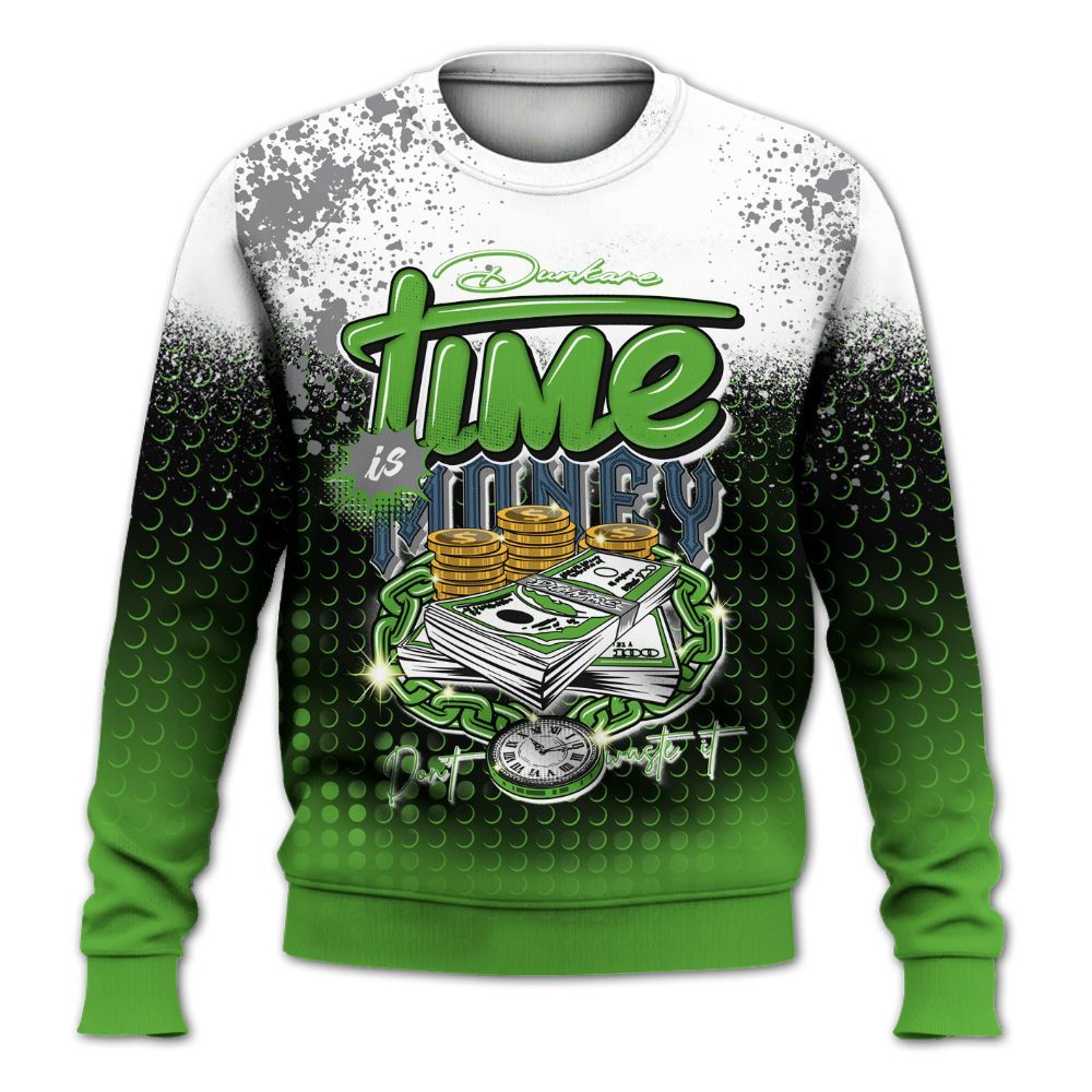 Sweatshirt To Match Retro Green Bean 5s - Halftone Time Is Money All Over Print