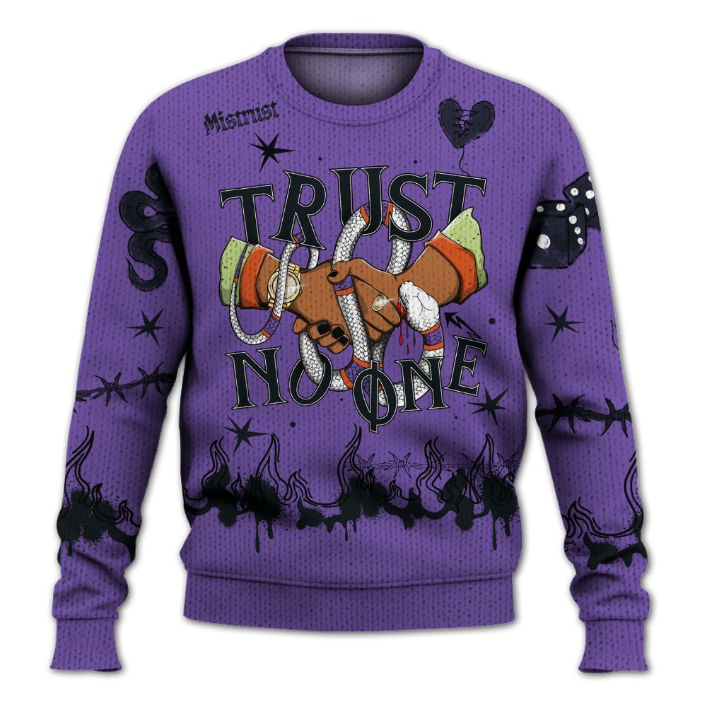 Knitted Sweater To Match Canyon Purple 4s - Trust No One Snake-Bite Doodle Crayon