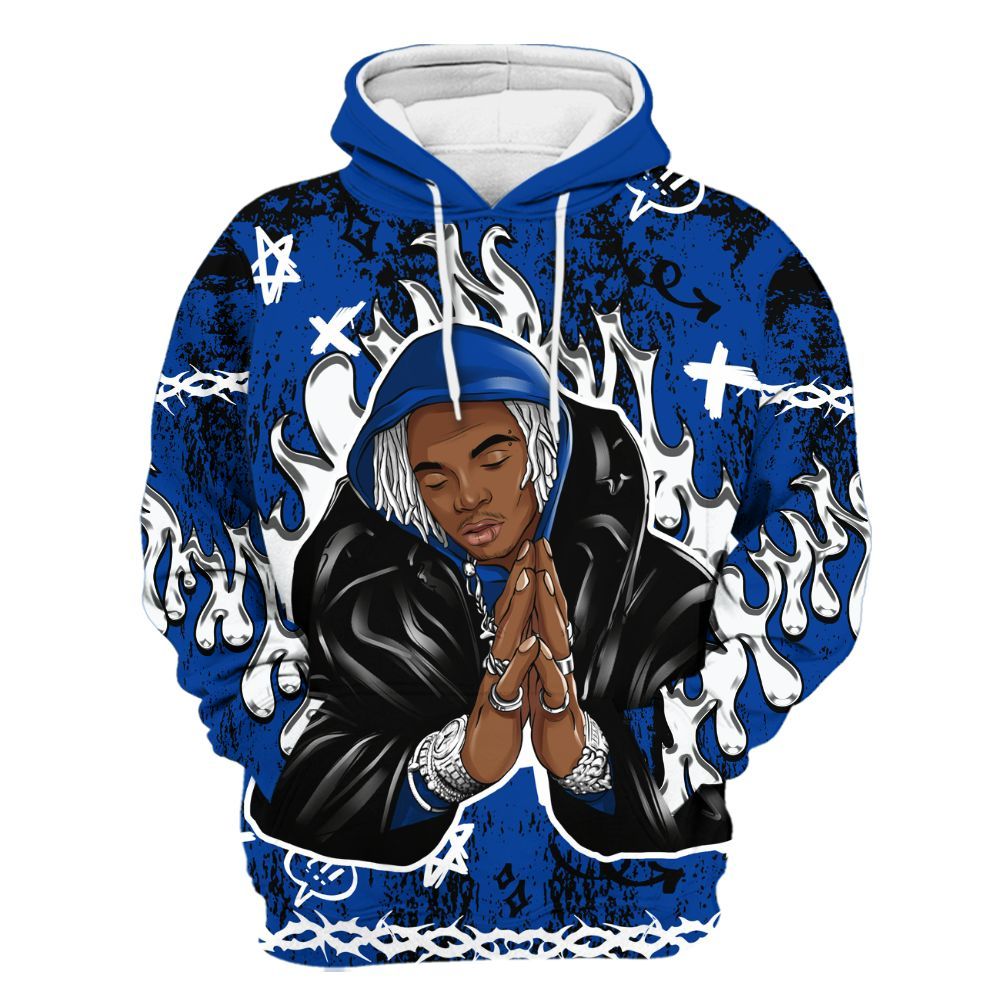 Hoodie To Match Hyper Royal 12s - Trappin Unique Graphics All Over Print