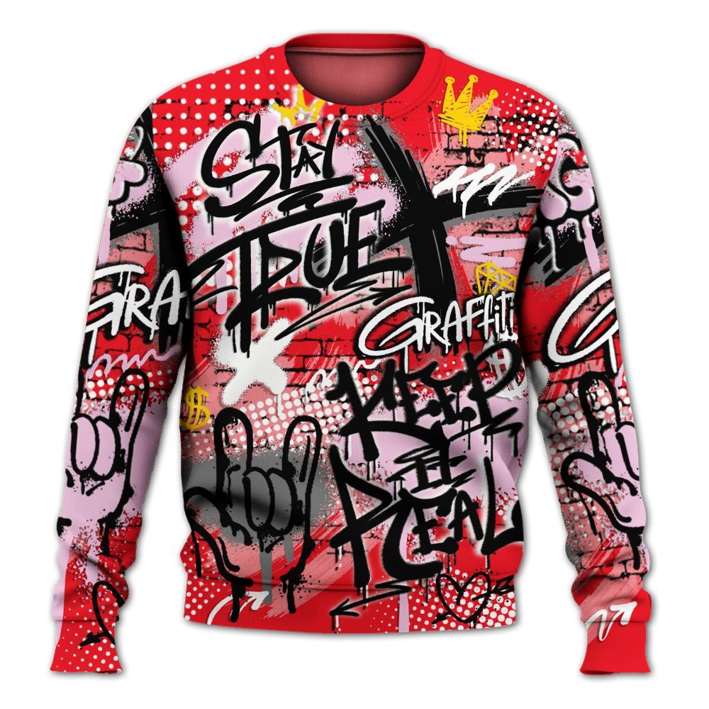 Sweatshirt To Match Zoom Vomero 5 Valentine's Day 2025 - True It Real Graffiti Streetwear All Over Print