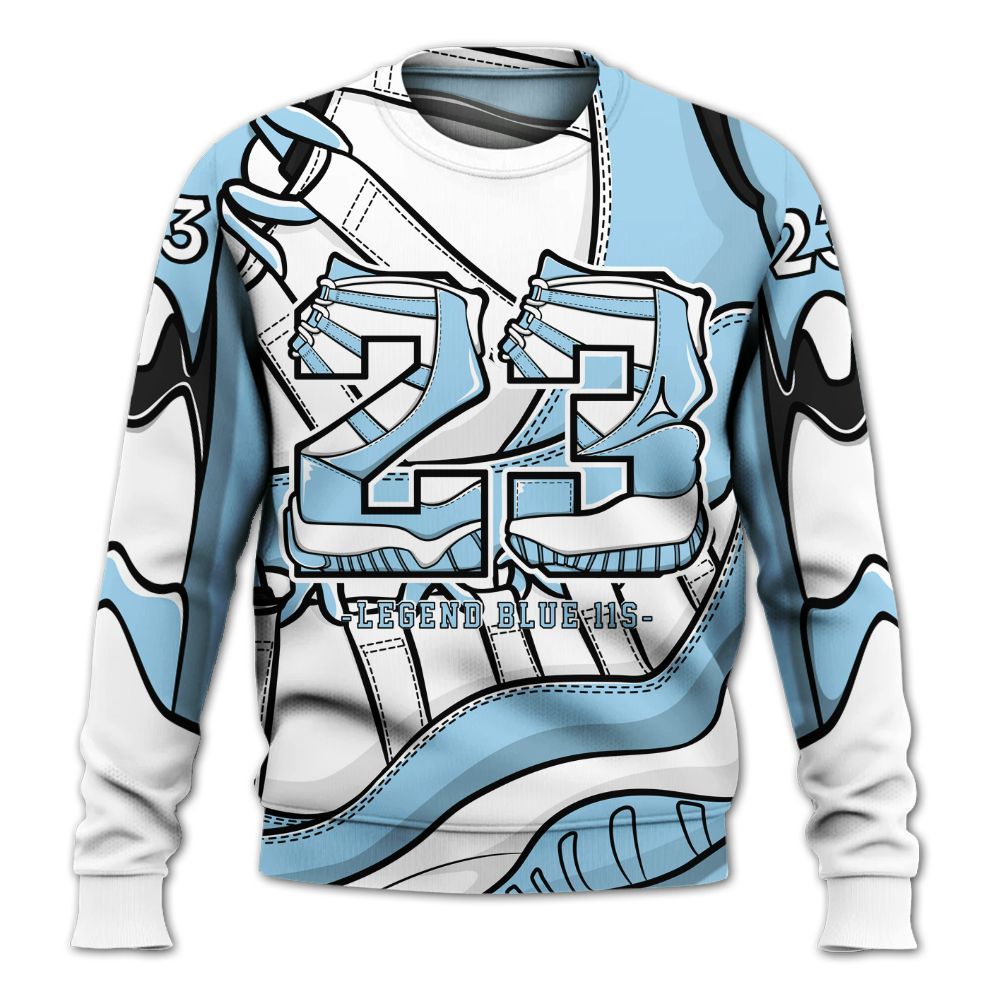 Sweatshirt To Match Legend Blue 11s - Number 23 Style 11s All Over Print