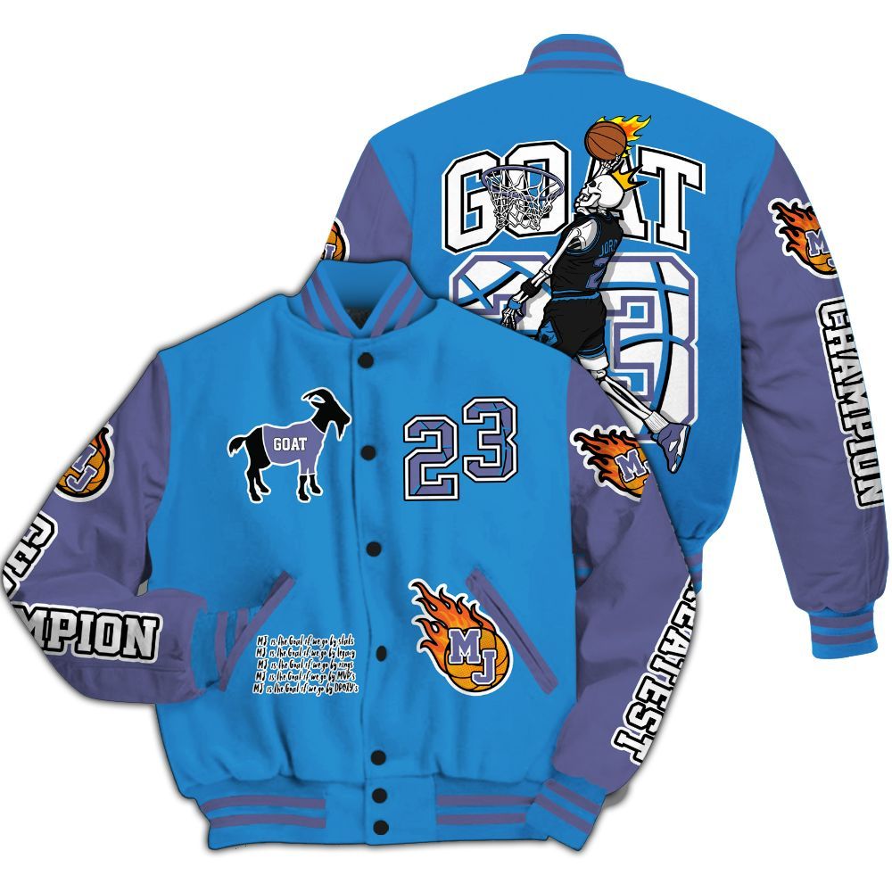 Varsity Jacket To Match Hi-Res Blue 700s - 23 G.0.A.T Jump Up Basketball All Over Print