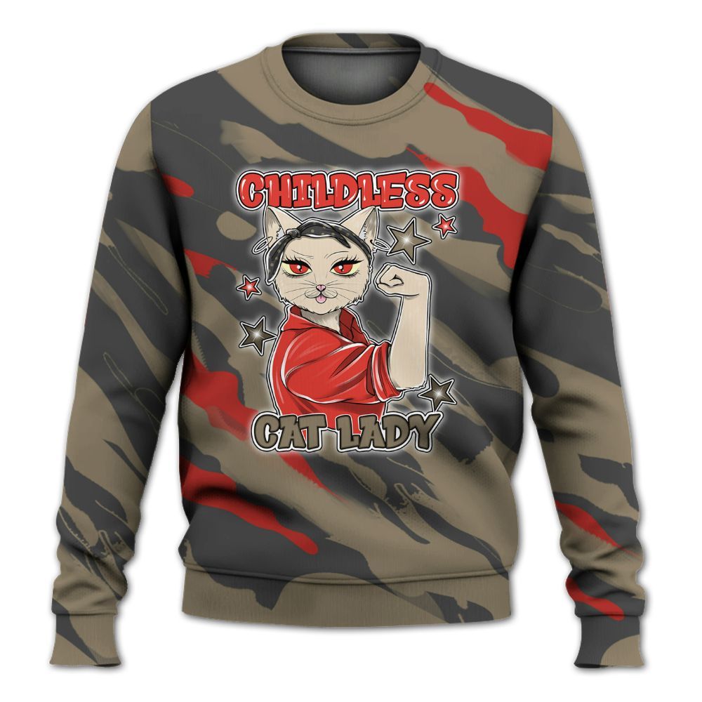 Sweatshirt To Match Olive 9s - Childless Kat Lady All Over Print