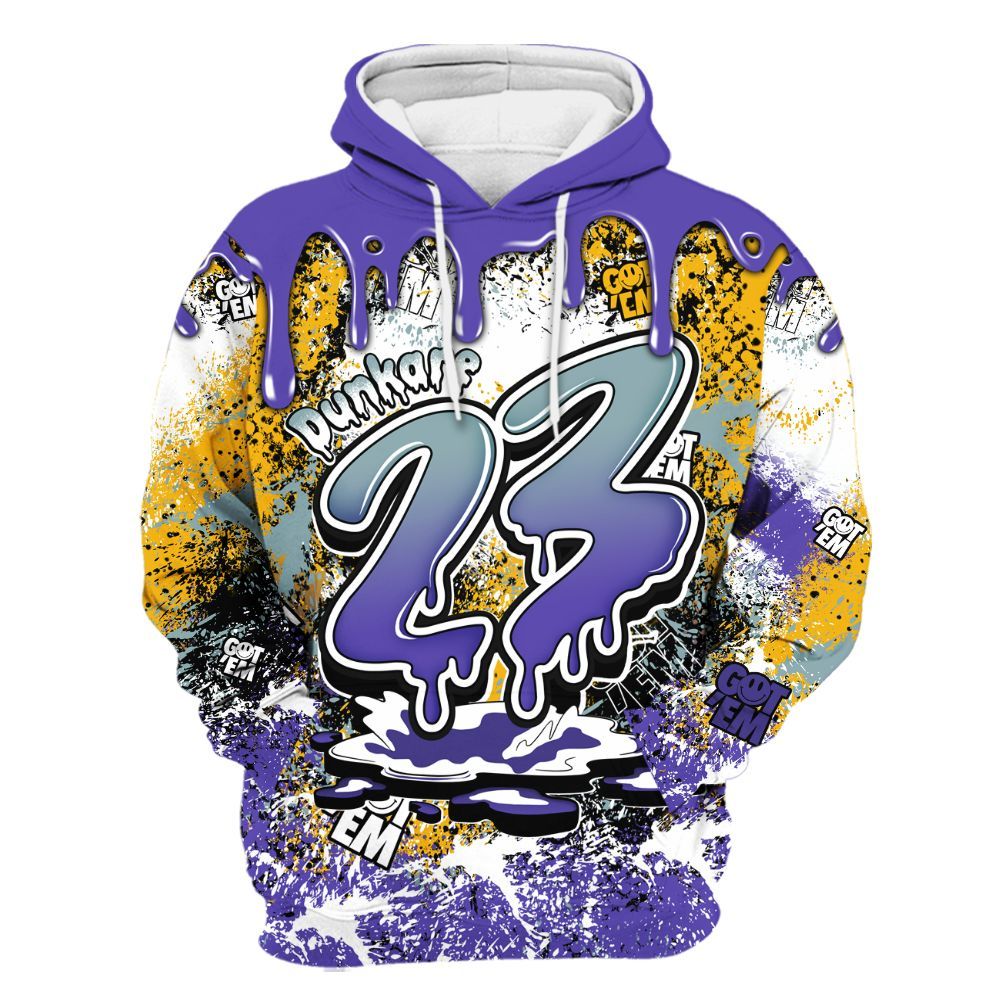 Hoodie To Match Imperial Purple 4s - Dripping 23 Drip All Over Print