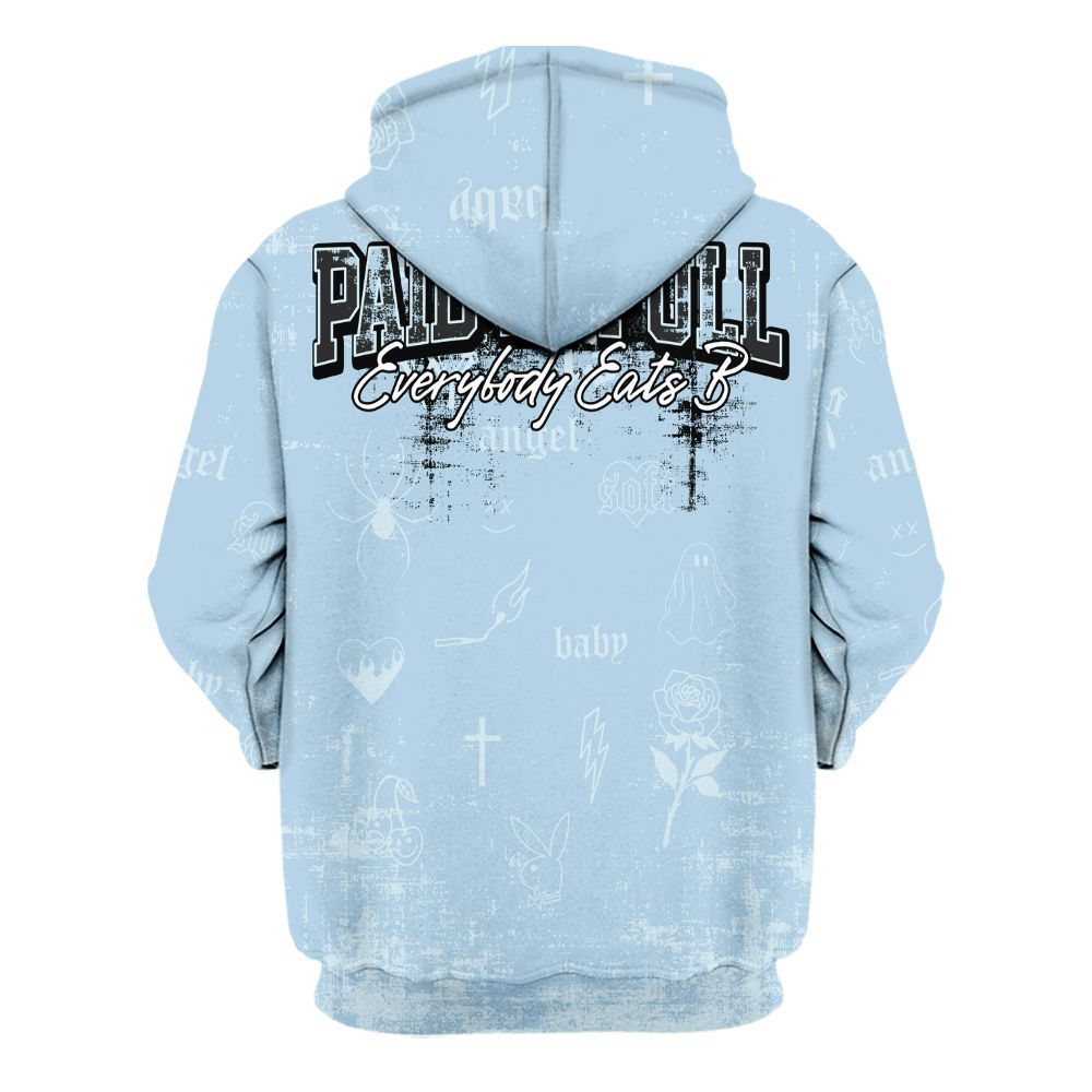 Hoodie To Match Foamposite One Psychic Blue - Paid In Full Money All Over Print