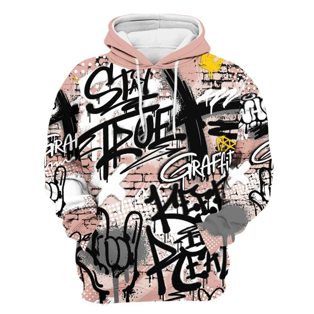 Hoodie To Match Dunk Low Pink Velvet - True It Real Graffiti Streetwear All Over Print