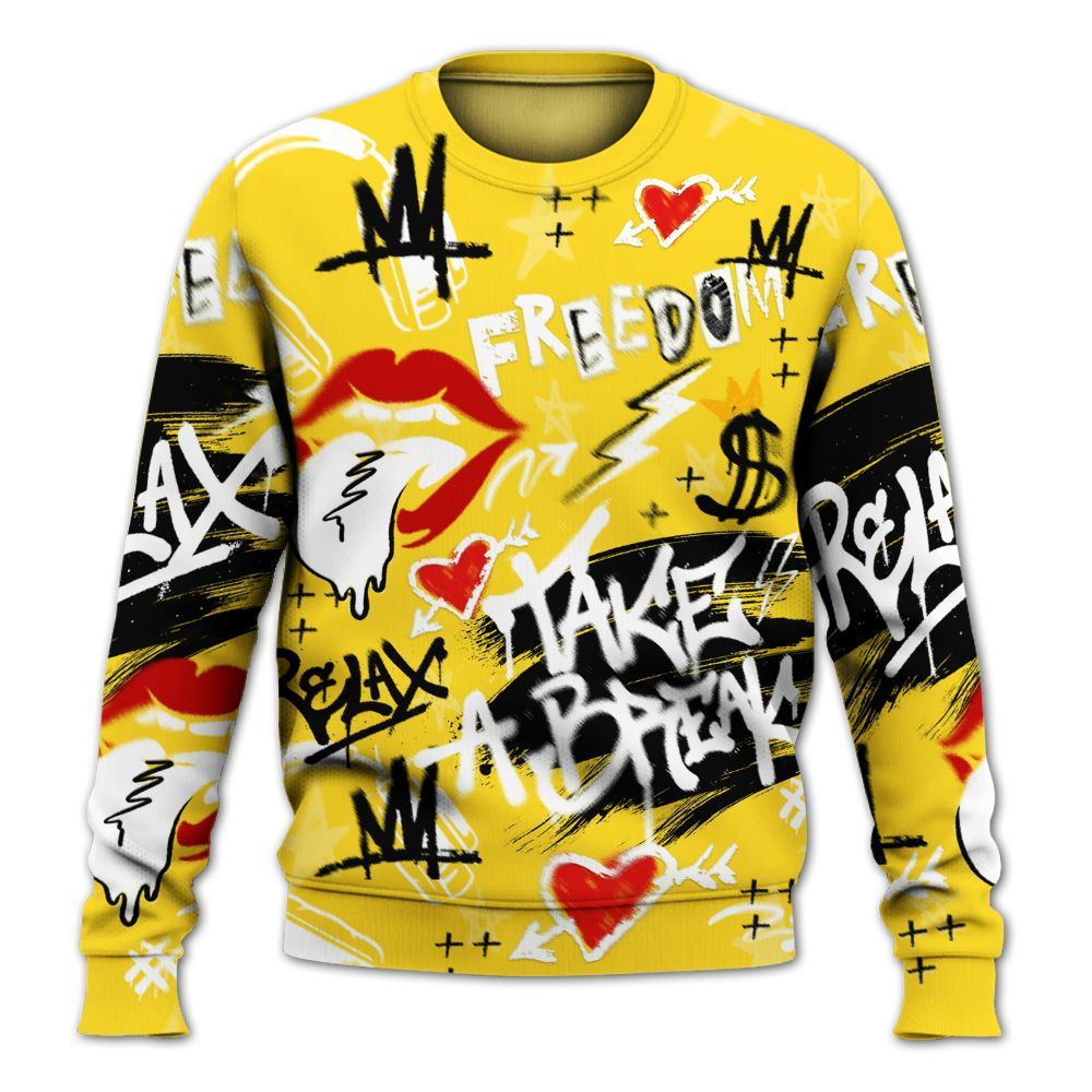 Sweatshirt To Match Retro Thunder 4s - Take Break Freedom Graffiti Streetwear All Over Print