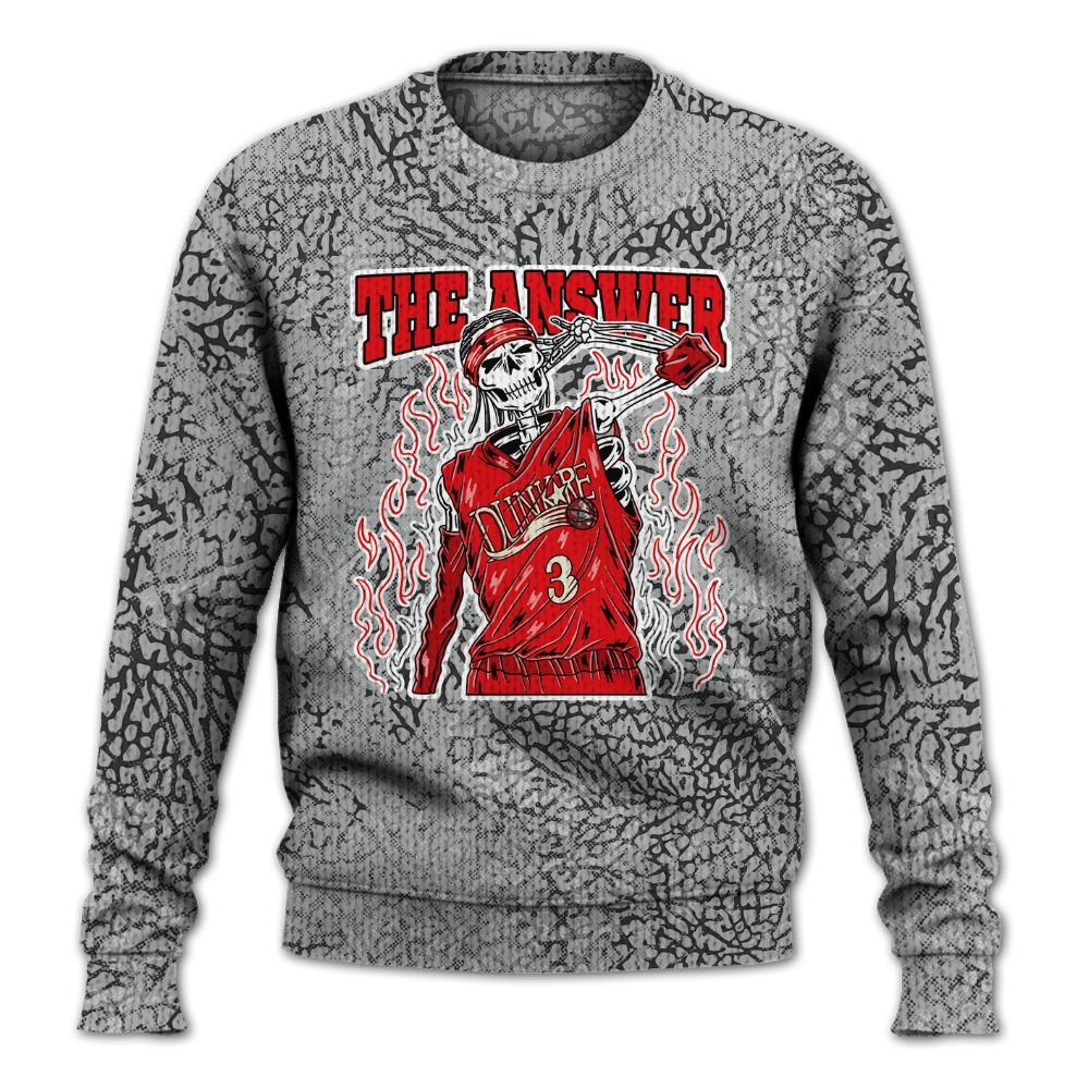 Knitted Sweater To Match Cement Grey 3s - Allen Answer Skeleton Heart