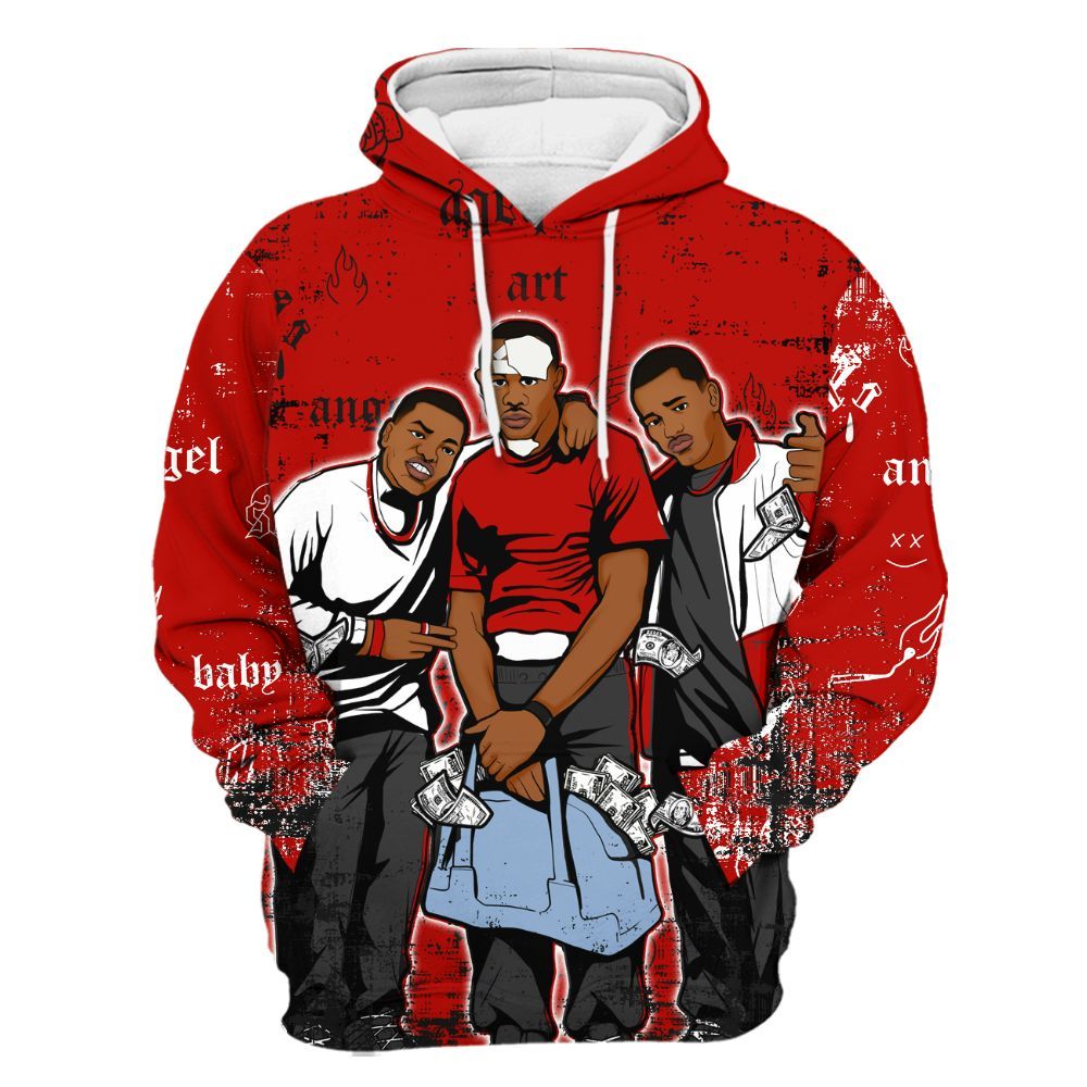 Hoodie To Match OG Fire Red 5s - Paid In Full Money All Over Print