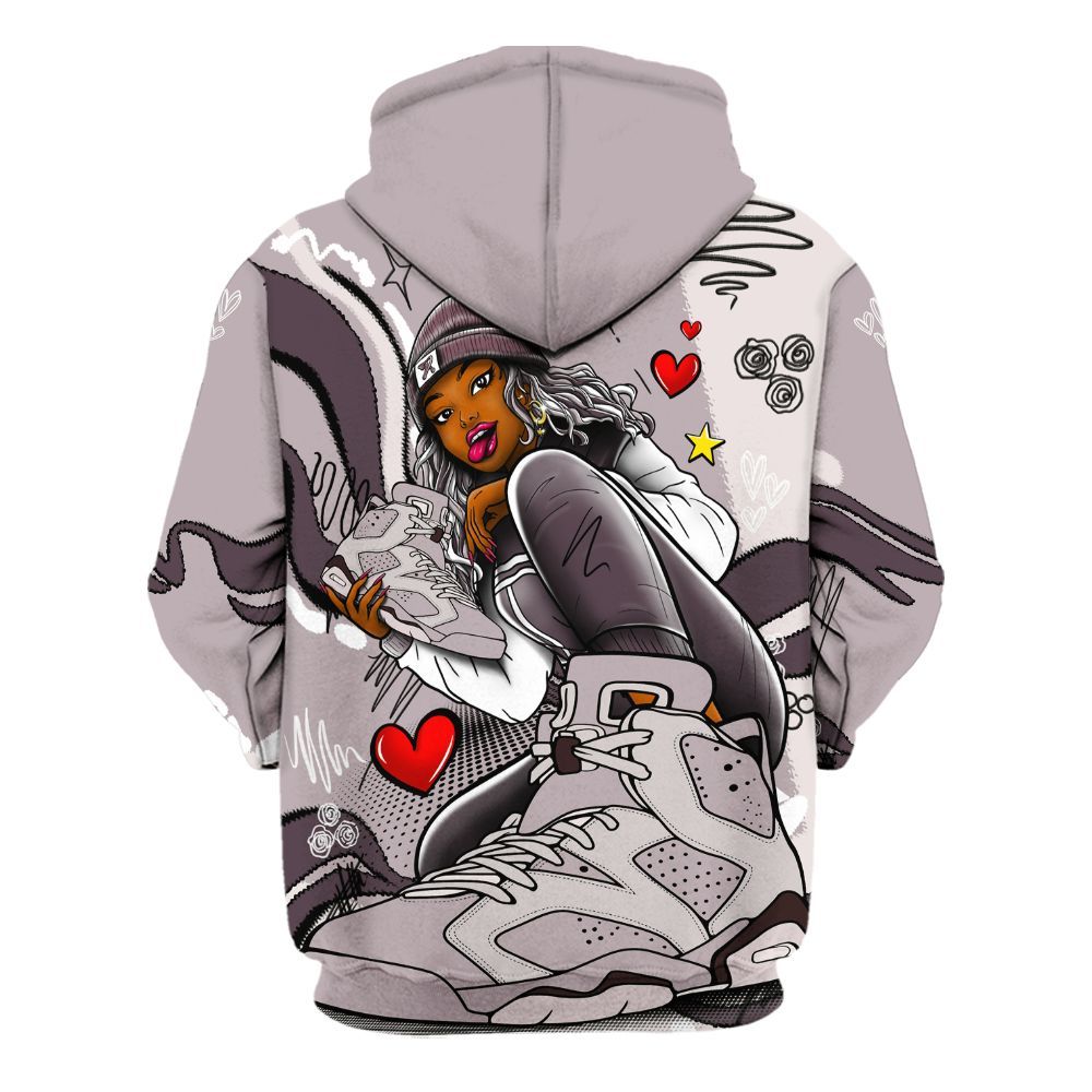 Hoodie To Match AMM Air Smokey Mauve 6s - Sneaker Girl With Shoes All Over Print
