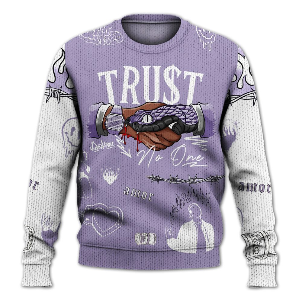 Knitted Sweater To Match Low Pure Violet 11s - Snake Trust No One