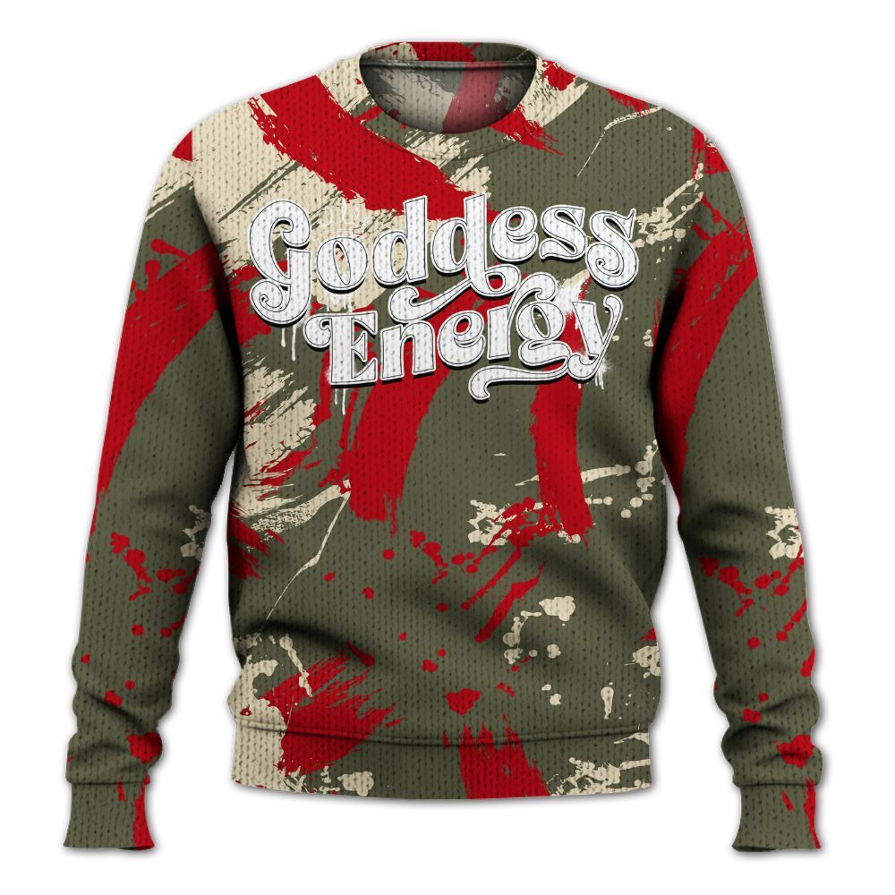 Knitted Sweater To Match Low OG Medium Olive 1s - Goddess Energy Retro