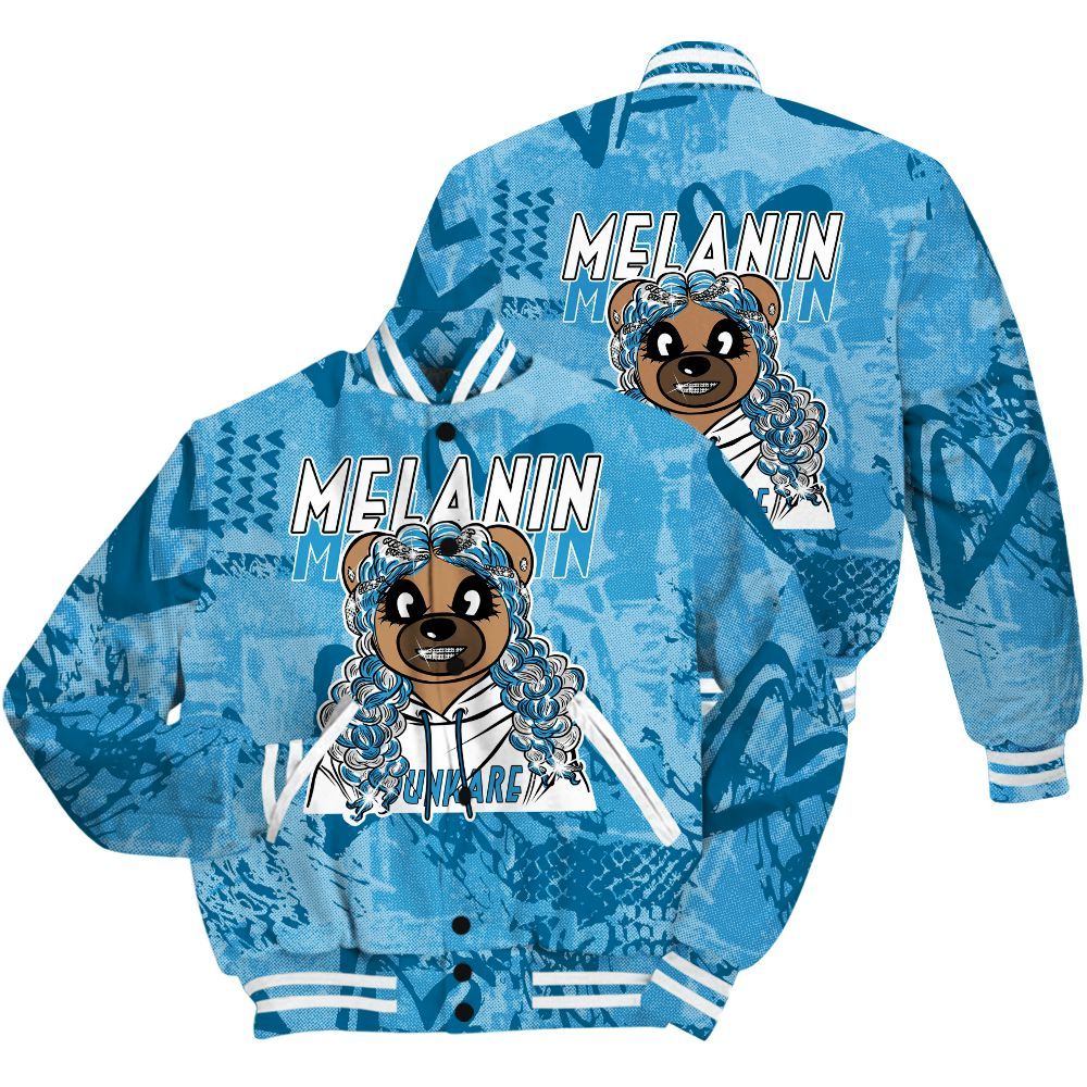 Varsity Jacket To Match Powder Blue 9s Shirt - Pigments Bear Heart Grunge All Over Print