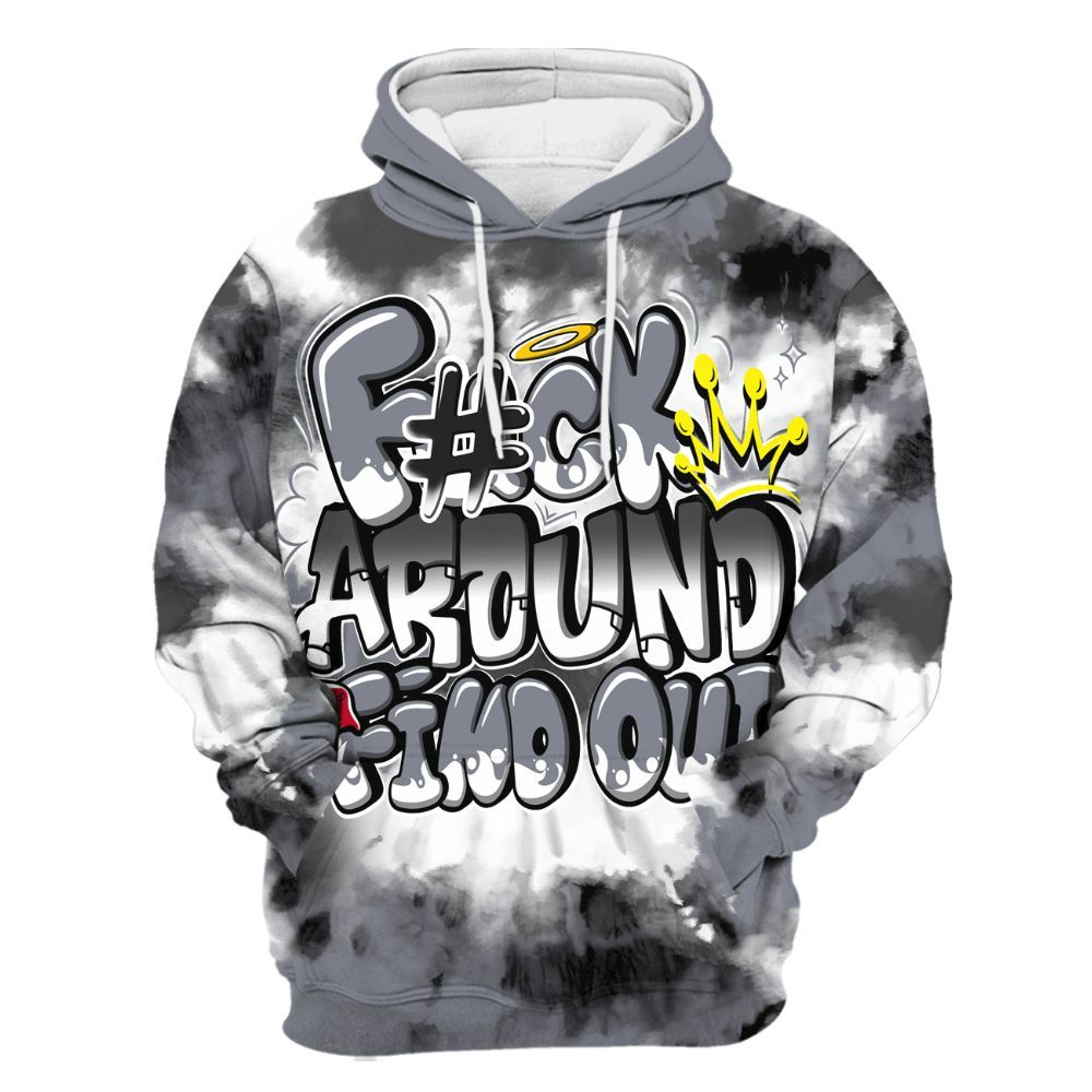 Hoodie To Match Retro Black Flint 13s - Tie Dye FK Around Find Out All Over Print