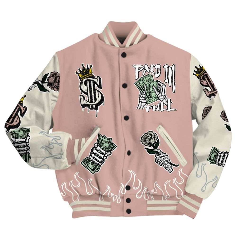Varsity Jacket To Match Air Force Low 1 Arctic Orange - Fire Everybody Paid In All Over Print