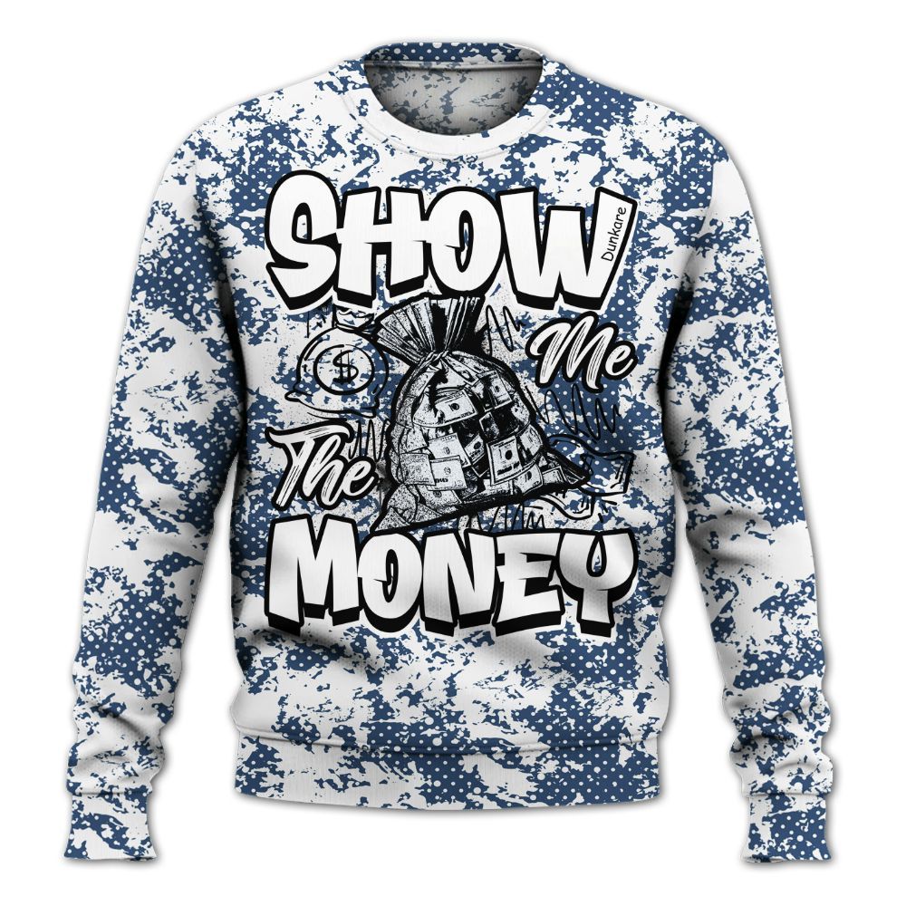 Sweatshirt To Match Midnight Navy 4s - Show Me The Money Retro All Over Print