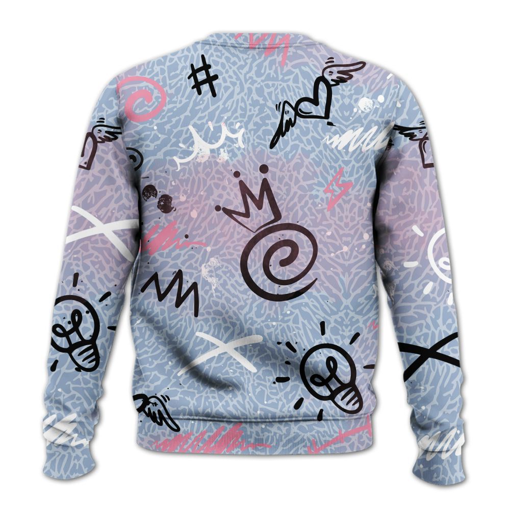 Sweatshirt To Match Denim Pink Glow 3s - Drip Been Di2ferent All Over Print