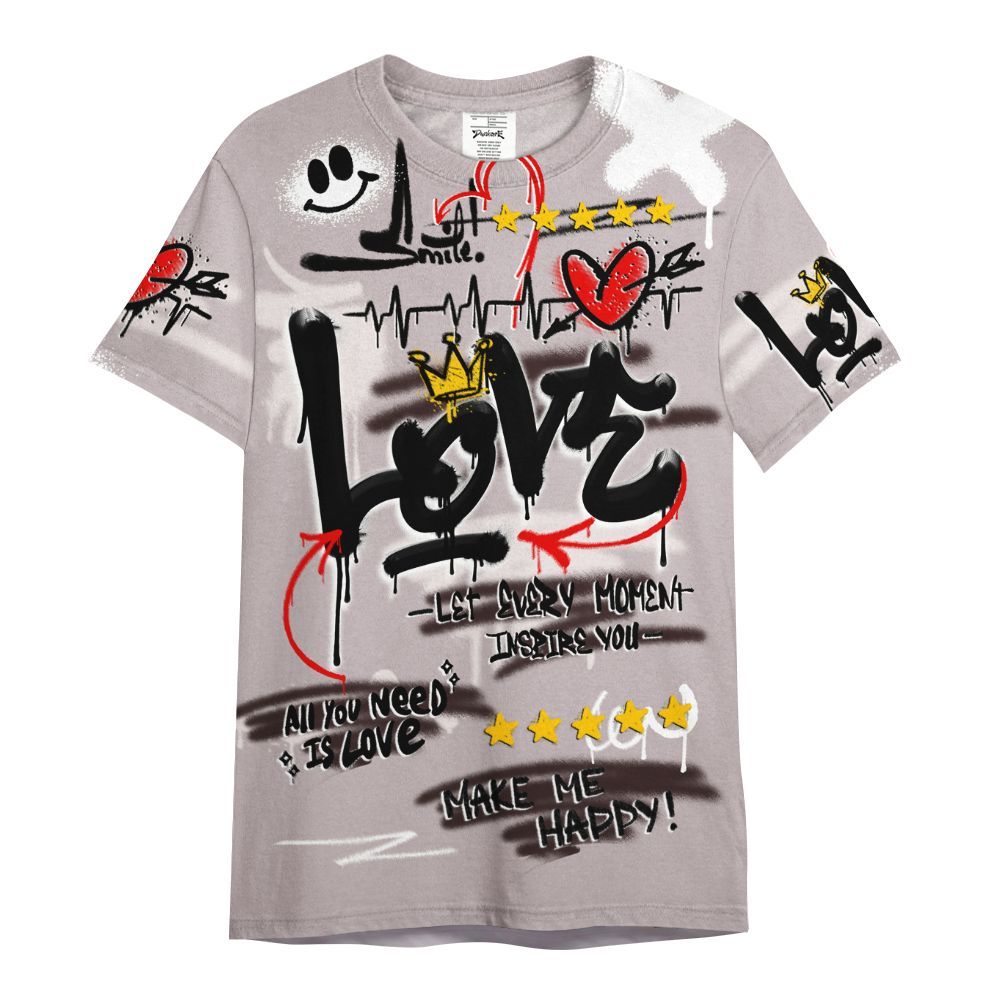 Shirt To Match AMM Air Smokey Mauve 6s - Happy Love Beats Graffiti Streetwear All Over Print