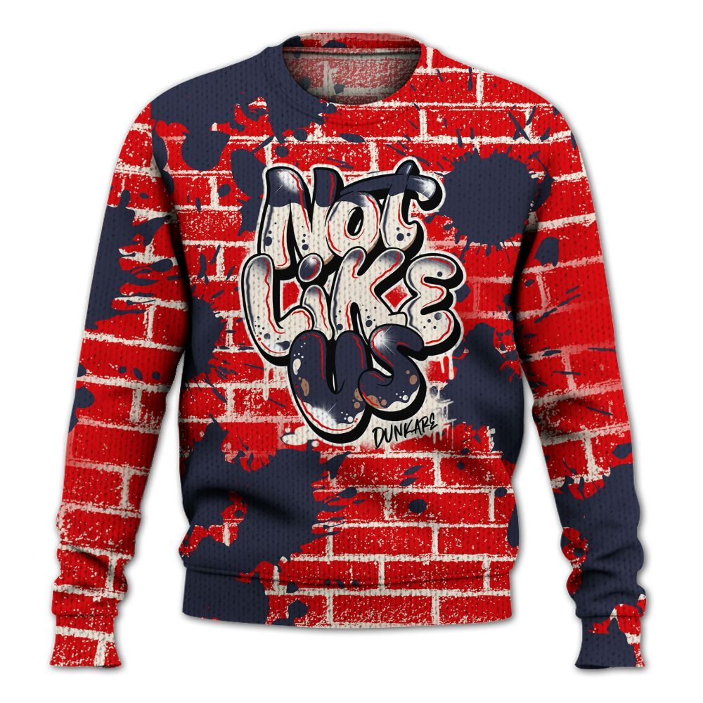 Knitted Sweater To Match Low OG Howard University 1s - None Like Us Graphic Brick Art