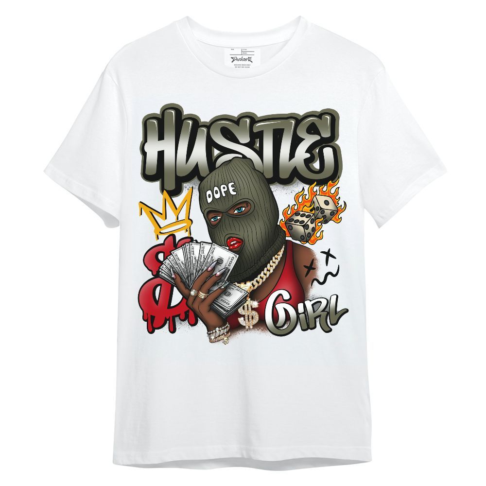 Shirt To Match Low OG Medium Olive 1s - Money Hustles Girl Streetwear Unisex Shirt