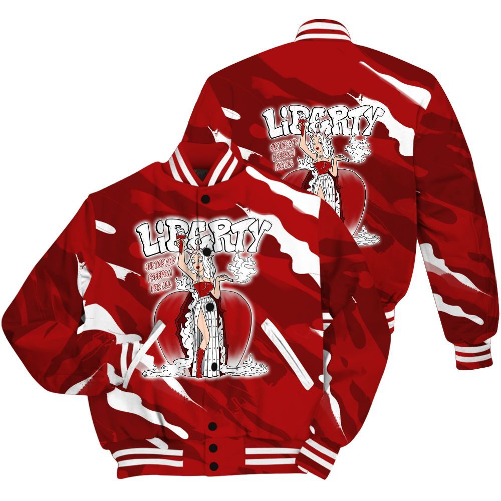 Varsity Jacket To Match Red Taxi 12s Shirt - Midwest Cartoon Colored All Over Print