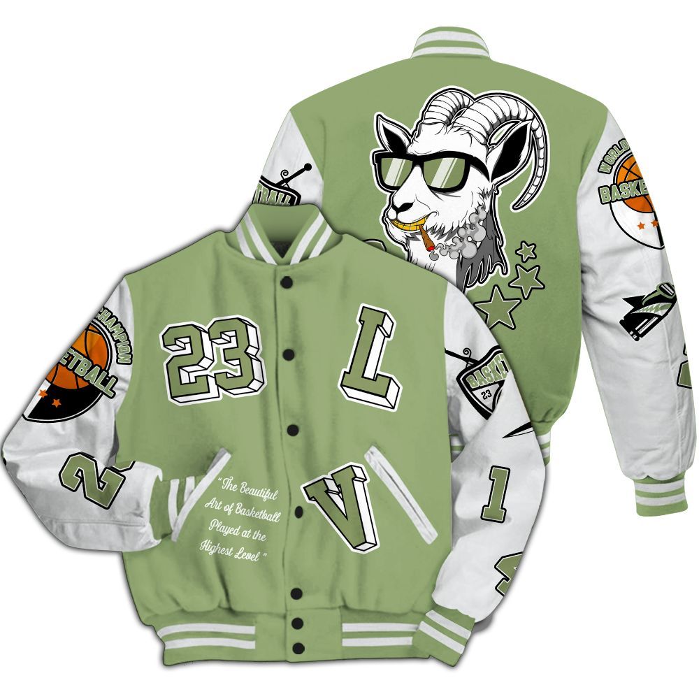 Varsity Jacket To Match Oil Green 4s - The GOAT Got Em Streetwear All Over Print
