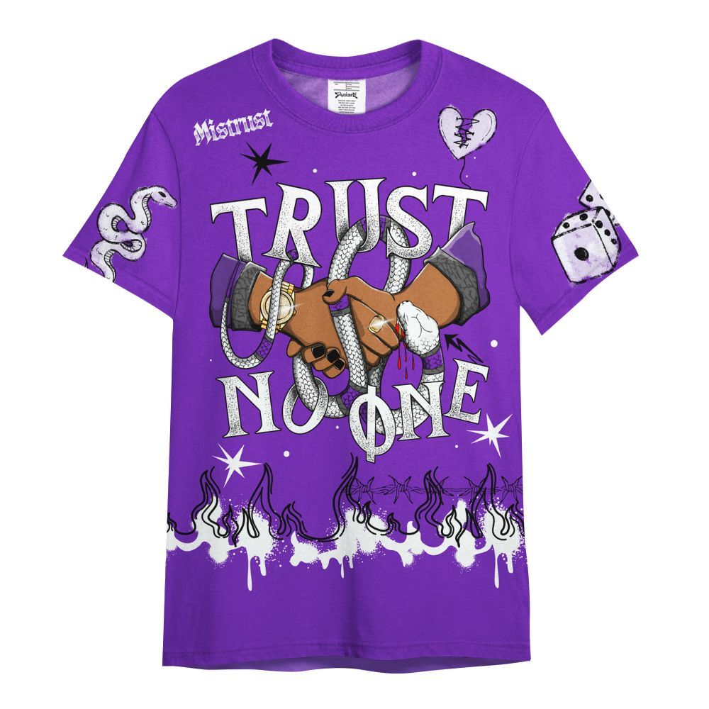 Shirt To Match Retro Dark Iris 3s - Trust No One Snake-Bite Doodle Crayon All Over Print