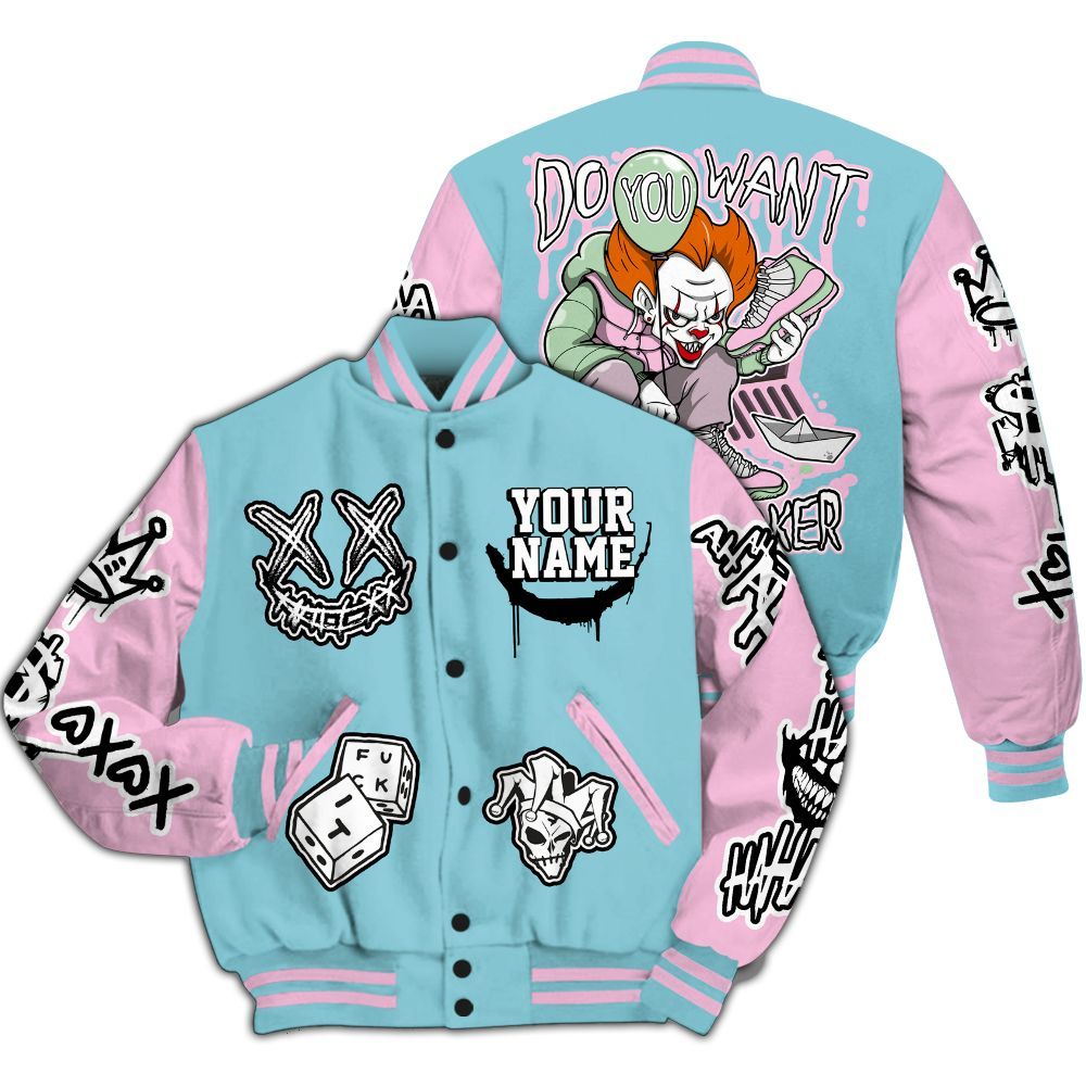 Varsity Jacket To Match SB Dunk Low Visty - Clown Scary Sneakers Graphic Custom Name All Over Print