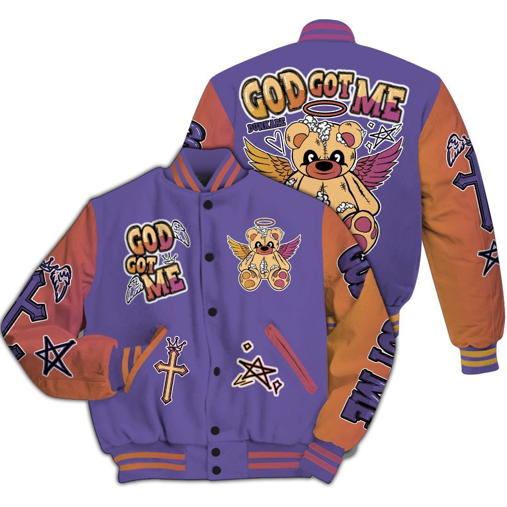 Varsity Jacket To Match Book Sunset 1s - Gods Guides Me Bear All Over Print