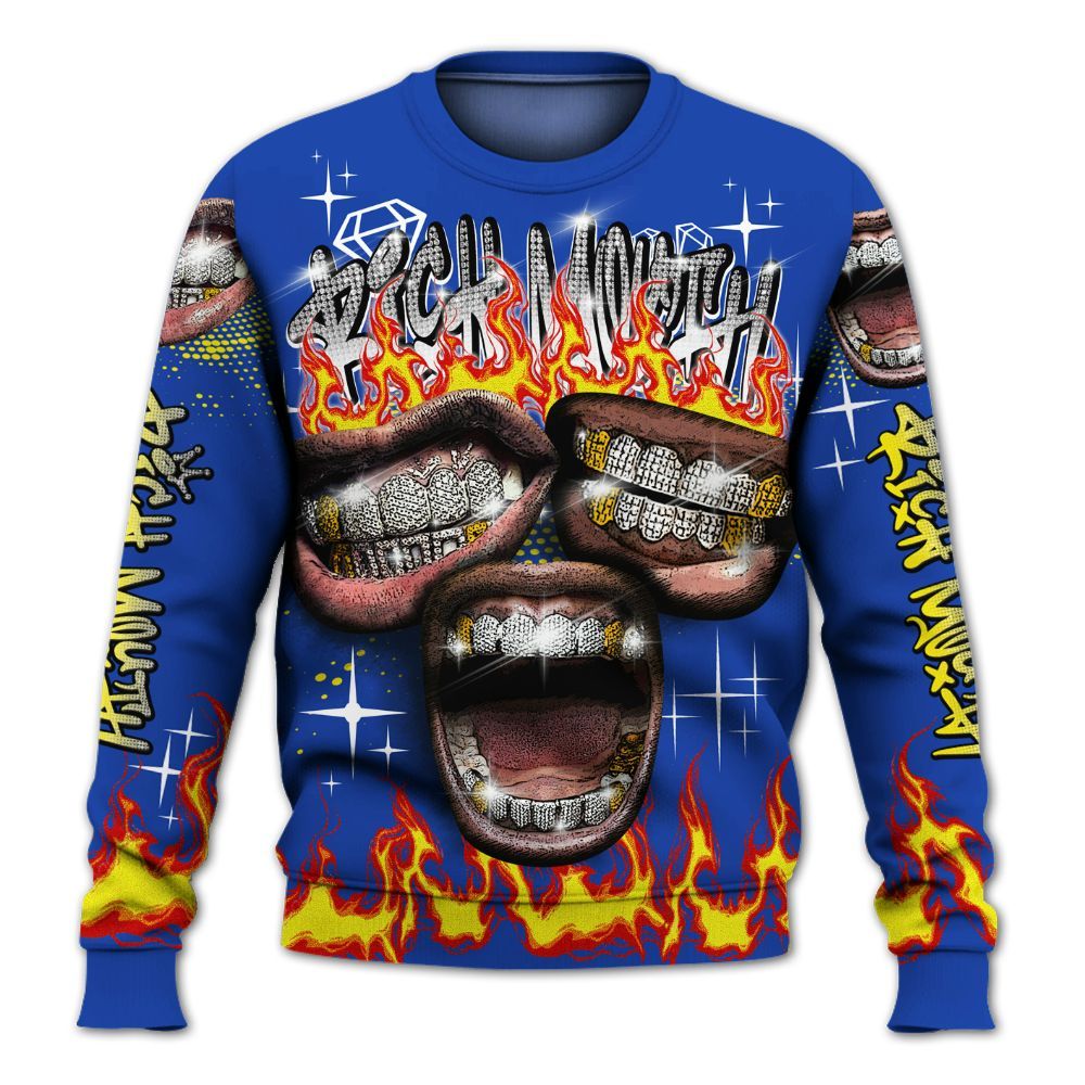 Sweatshirt To Match Laney 14s - Rich Mouth Fire Rap Retro 90s All Over Print