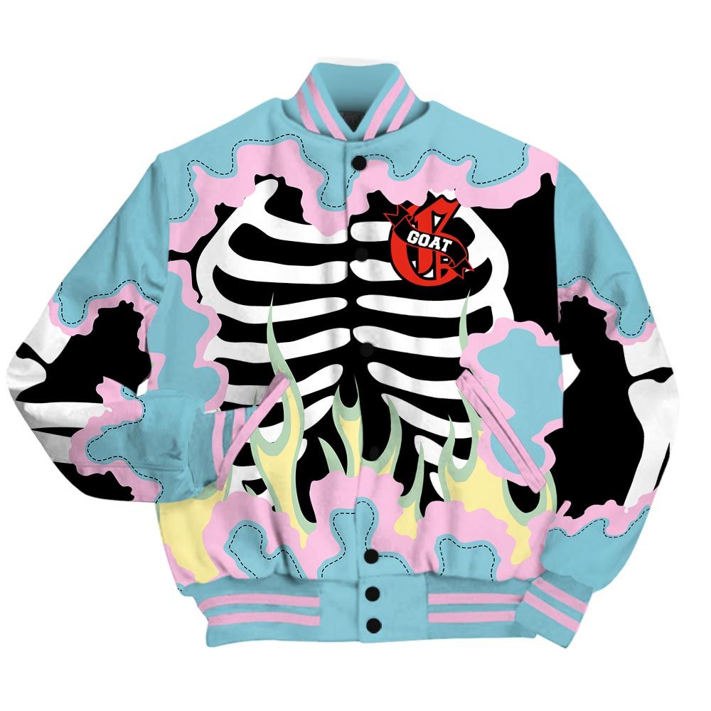 Varsity Jacket To Match SB Dunk Low Visty - G.O.A.T 23 Skeleton Flame Baseball Varsity Jacket Outfit