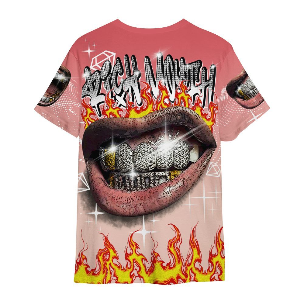 Shirt To Match Washed Coral 2s Shirt, Rich Mouth Fire Rap Retro 90s All Over Print