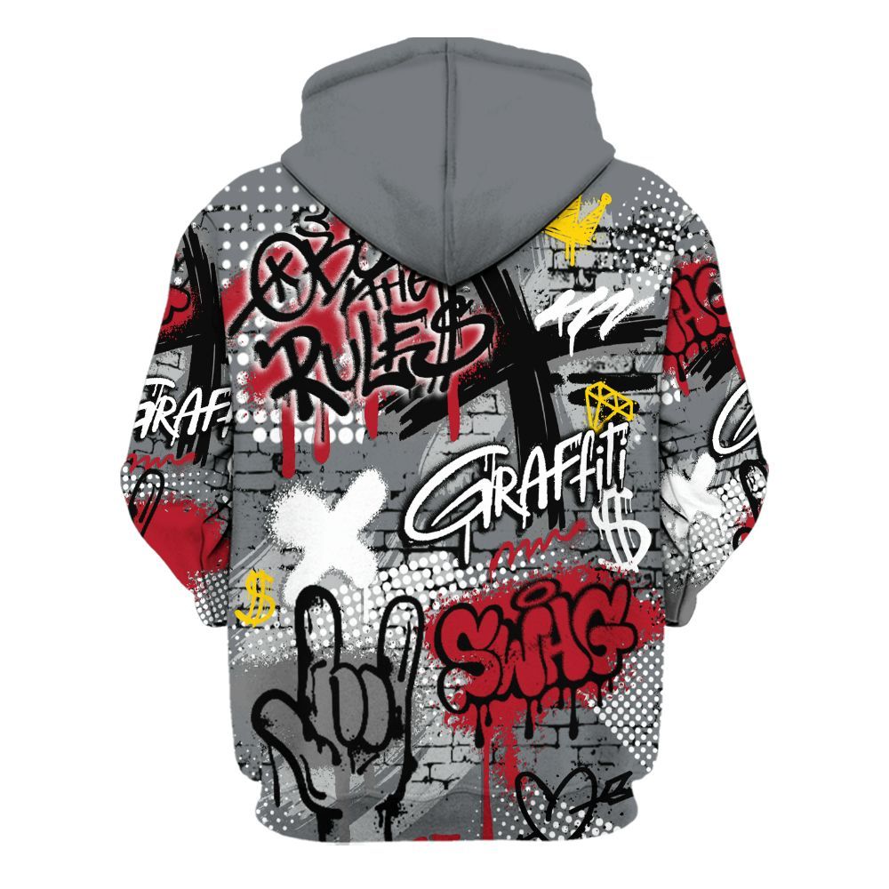 Hoodie To Match Retro Fire Red 9s - True It Real Graffiti Streetwear All Over Print