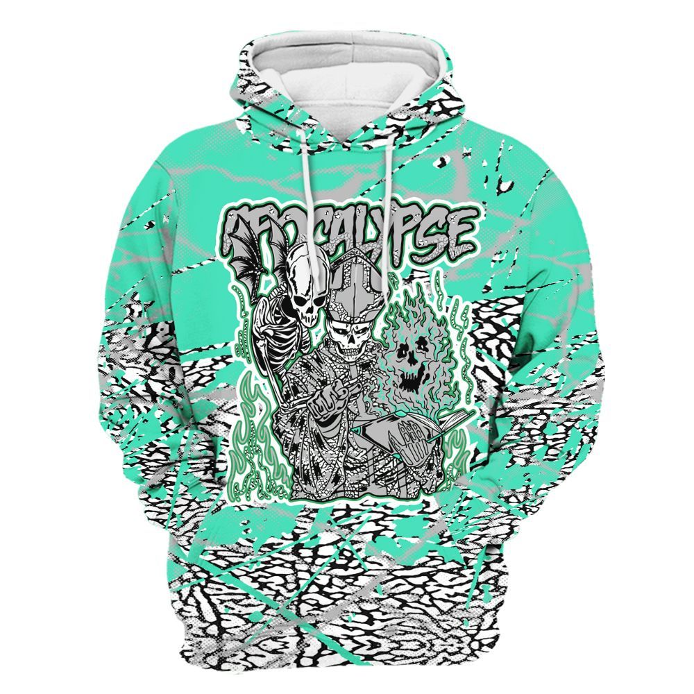 Hoodie To Match Black Green Glow 3s - Apocalypse Skeleton Profound All Over Print