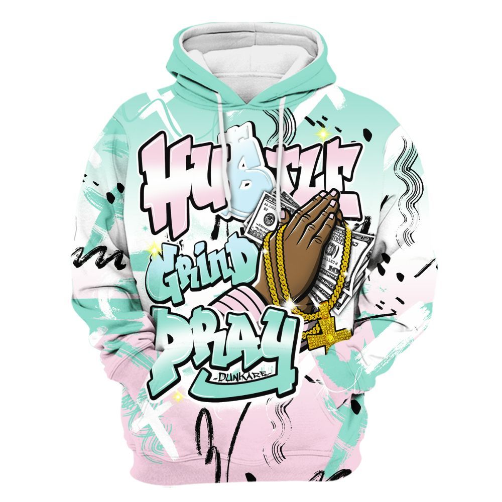 Hoodie To Match Retro Easter 5s - Money Hustle Grind Pray All Over Print