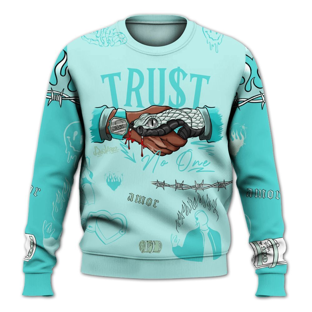 Sweatshirt To Match Low OG Washed Teal 1s - Snake Trust No One All Over Print