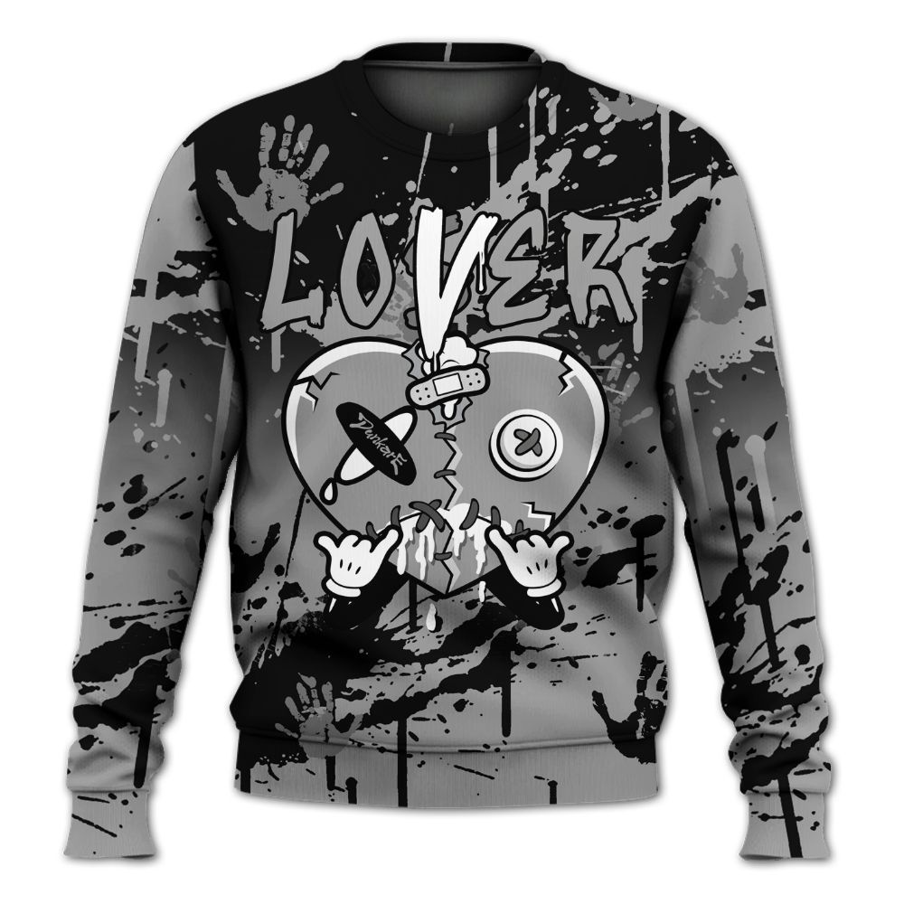 Sweatshirt To Match Black Wolf Grey 12s - Loser Lover Drip Heart All Over Print