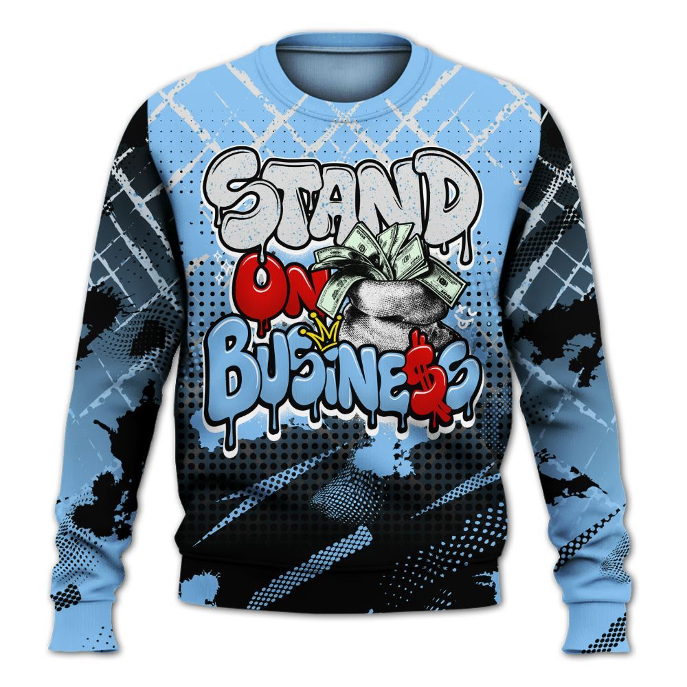 Sweatshirt To Match University Blue 5s - Halftone Stand Business Dripping All Over Print