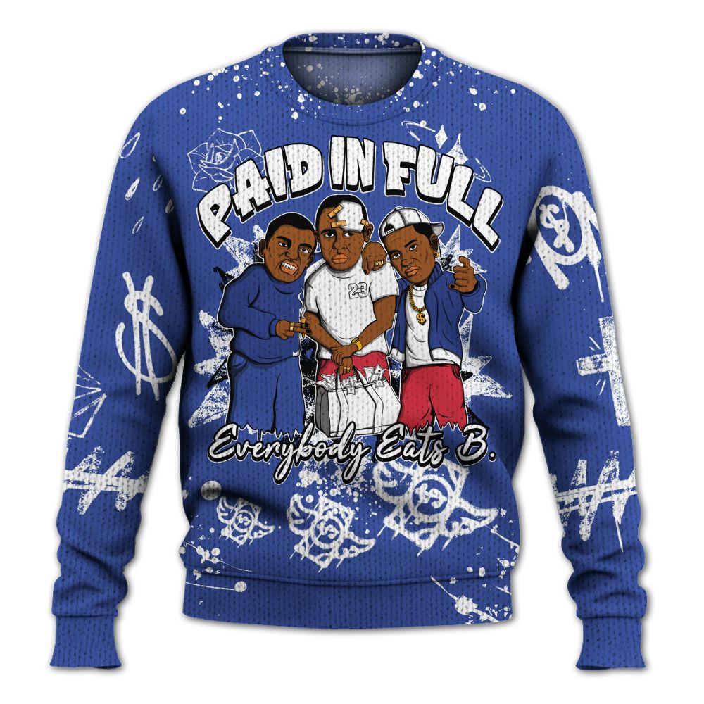 Knitted Sweater To Match Air Griffey Max USA Red White Blue 1s - Everybody Paid In Full Crayon