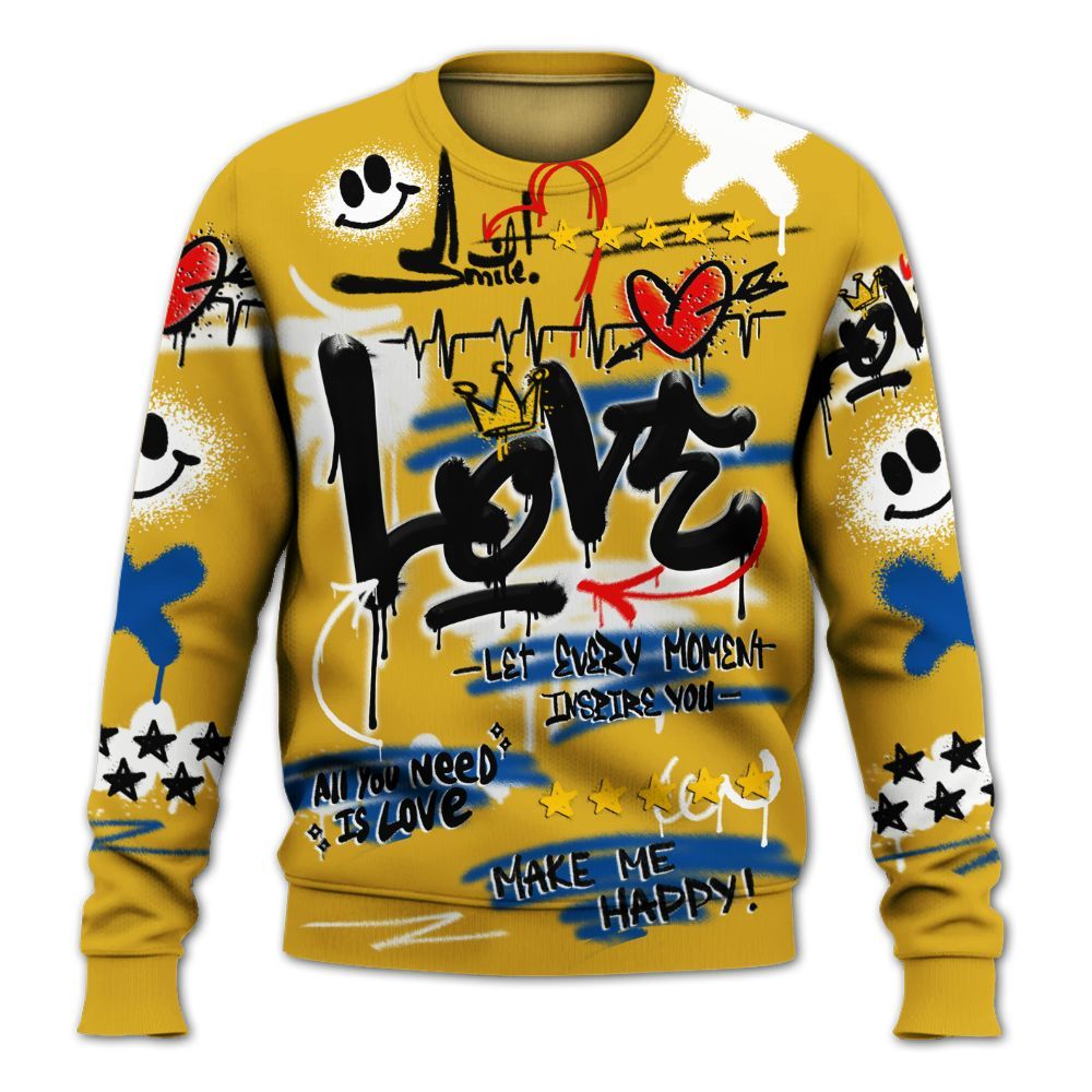 Sweatshirt To Match High Laney 1s - Happy Love Beats Graffiti Streetwear All Over Print