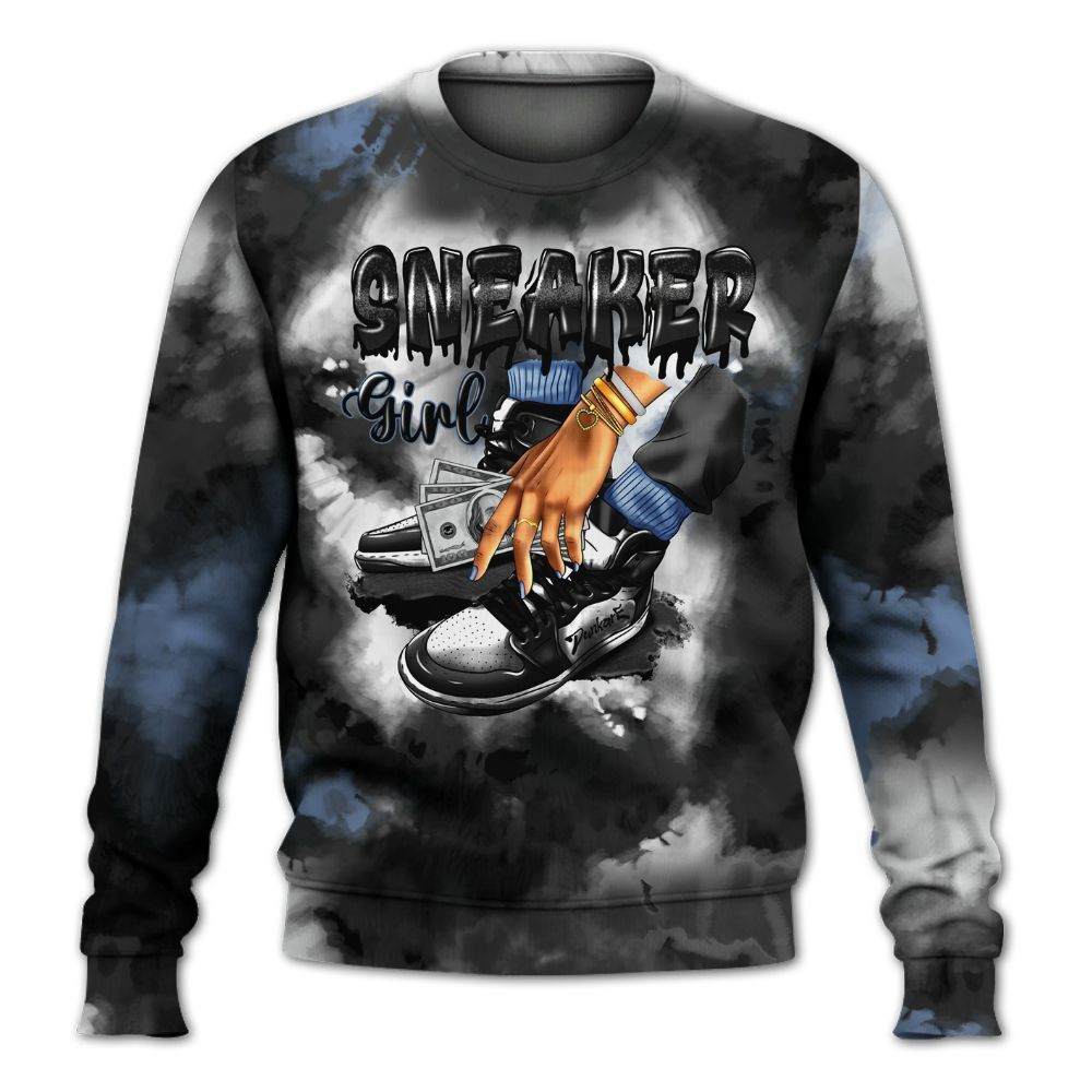 Sweatshirt To Match Mid Space Jam 1s - SNEAKER Girl Money Drip Tie Dye All Over Print
