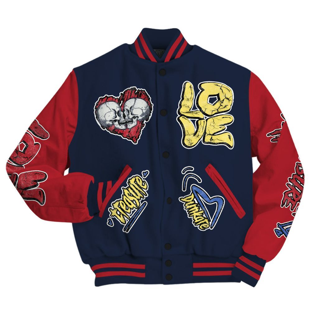 Varsity Jacket To Match Dunk Low COJP What The 2024 - Skull Bear All Over Print