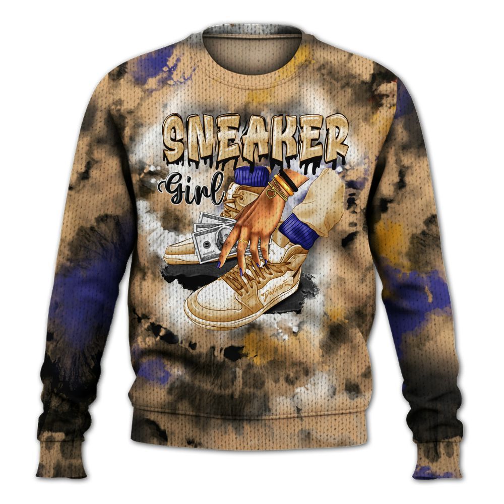 Knitted Sweater To Match SE Afrobeats 7s - SNEAKER Girl Money Drip Tie Dye