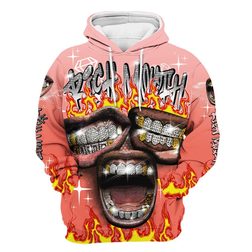 Hoodie To Match Low OG PSG 1s - Rich Mouth Fire Rap Retro 90s All Over Print