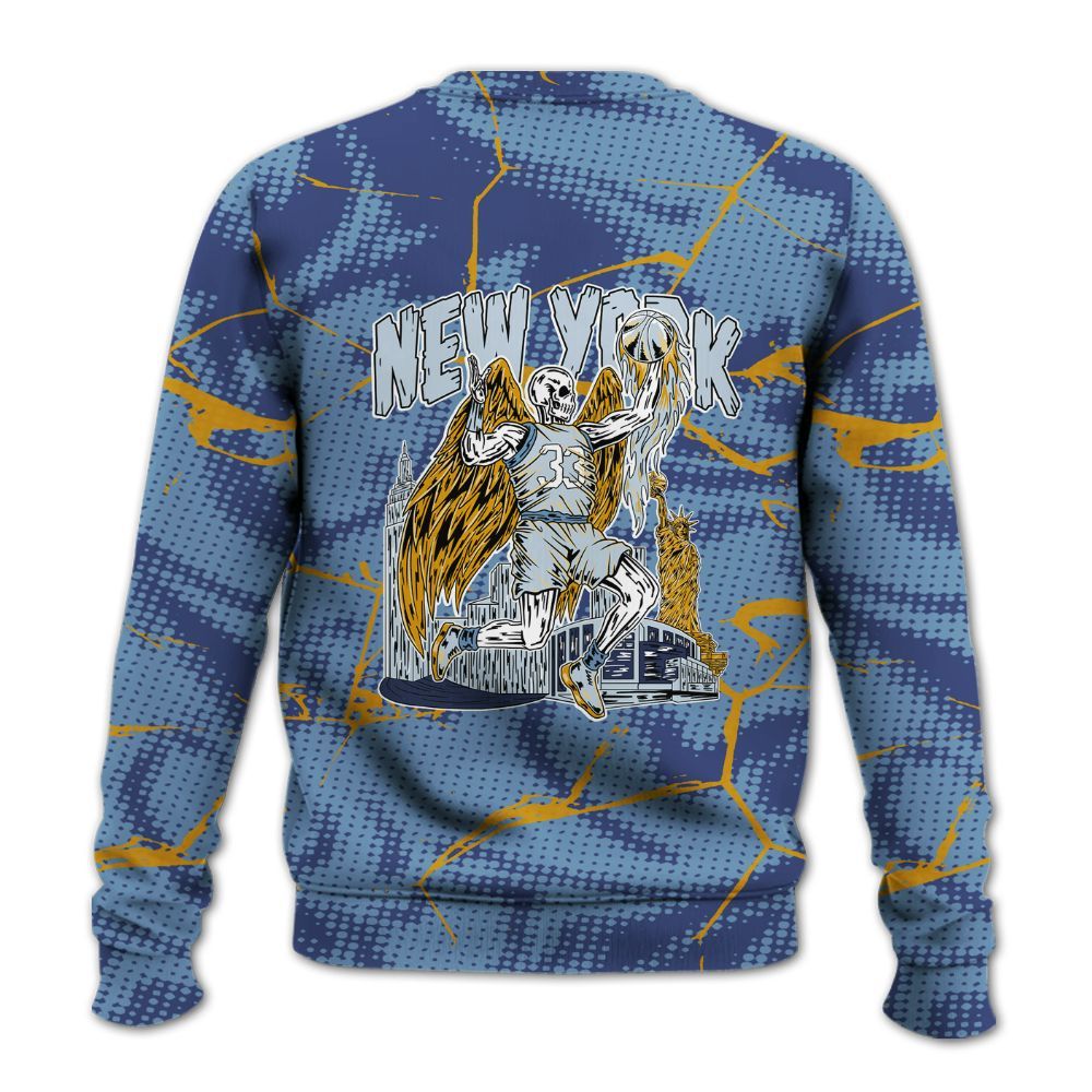 Sweatshirt To Match High OG First In Flight 1s - Ewing Era Skeleton Crack All Over Print