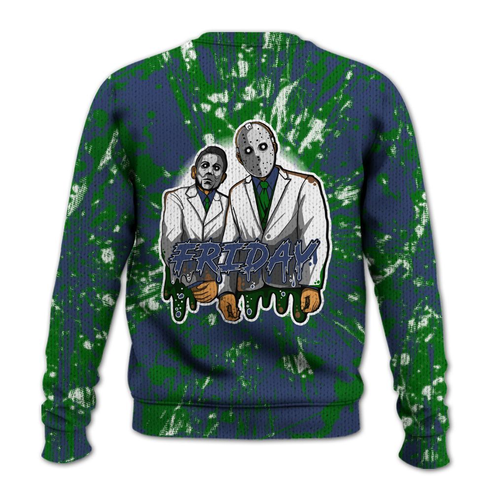 Knitted Sweater To Match Midnight Navy 13s - Friday Halloween Graphic Luxury