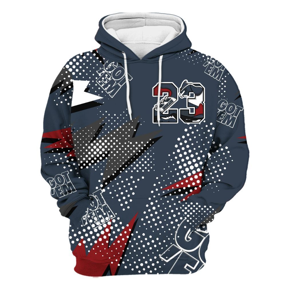 Hoodie To Match Navy Blue 2024 6s - Custom Name Number 23 5s All Over Print
